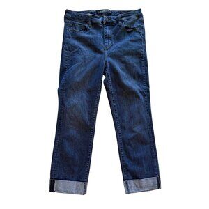 Liverpool Los Angeles Womens The Crop Denim Jeans Size 10/30 Folded Cuffs Dark W